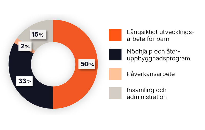 Cirkeldiagram över kostnadsfördelningen.